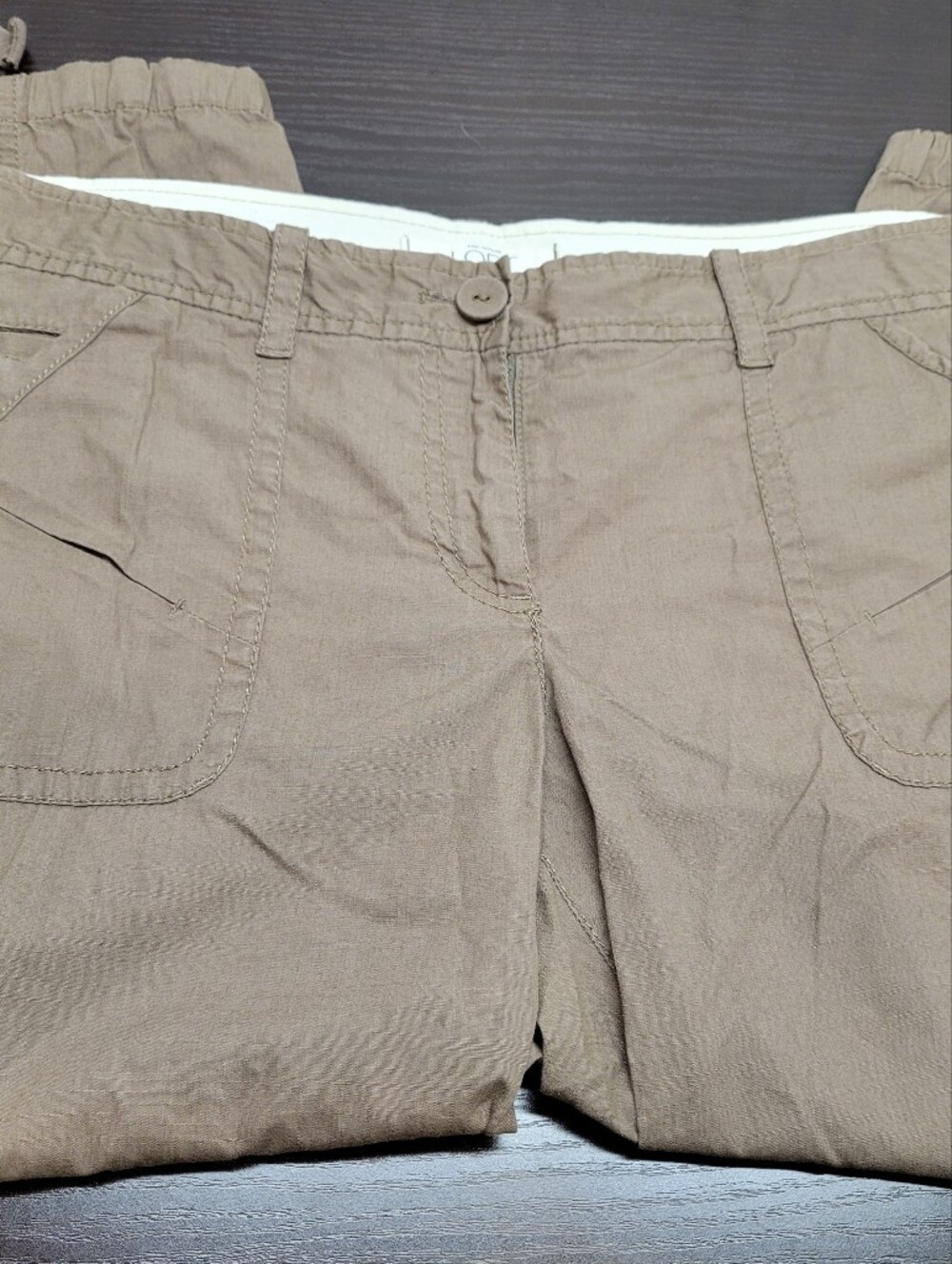 LOFT 100% Cotton Utility Cargo Capris Women's Size 10 Brown Cropped Pants
